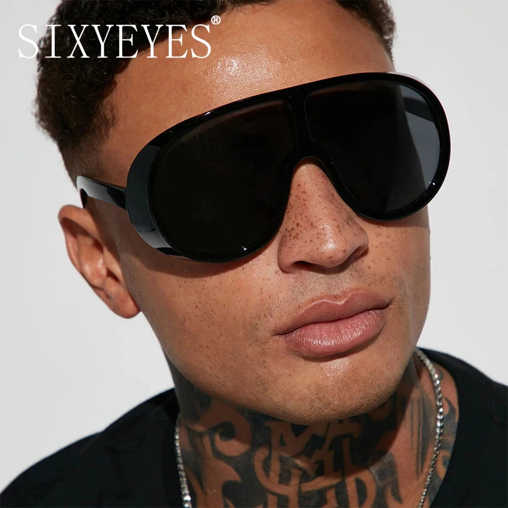Trendy Oversized One Piece Sunglasses Women Men 2026 Luxury Brand Designer Sun Glasses Fashion Shield Shades Big Frame Eyewear