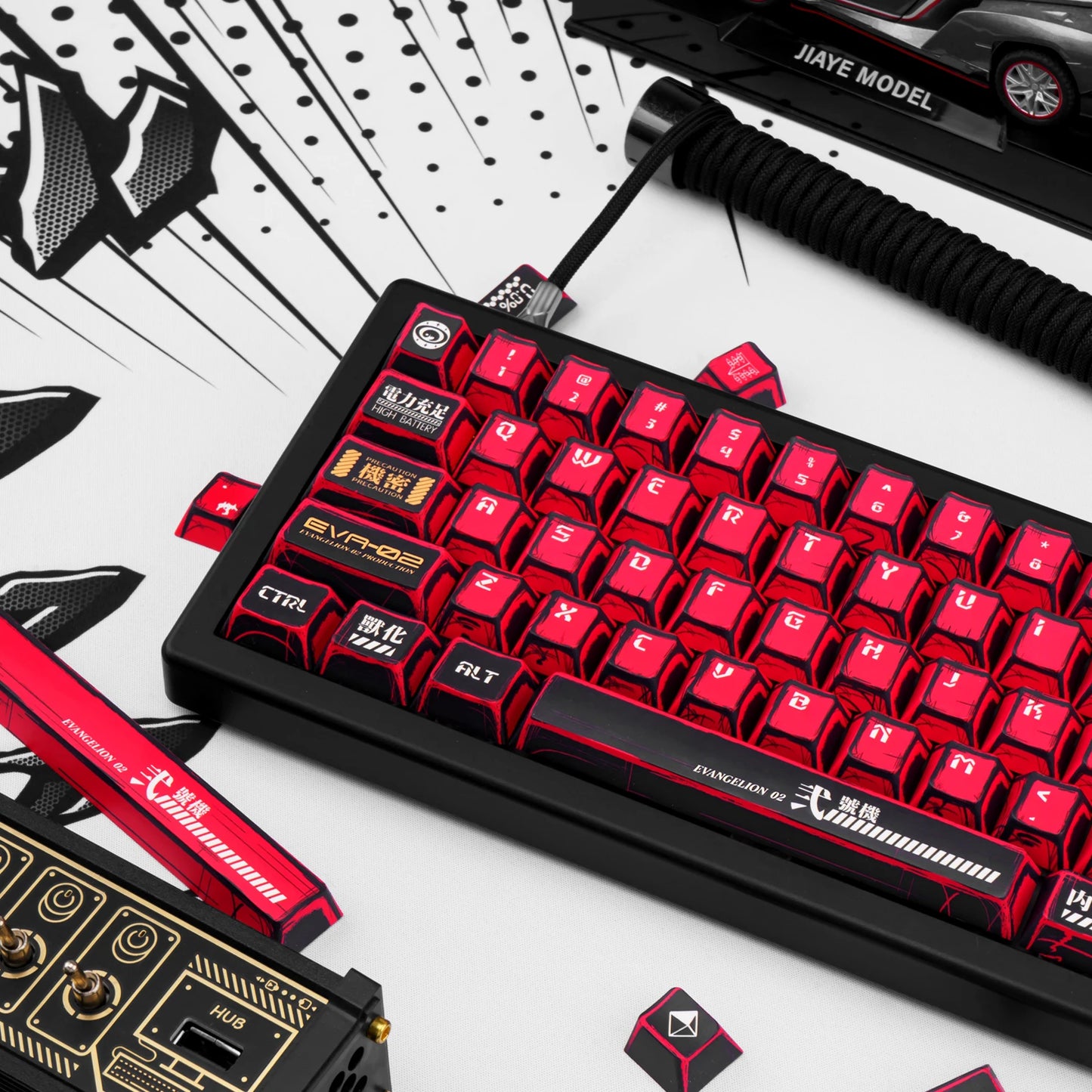 Manga Red Black Cherry Keycap Kit PBT 129 Key Mx Switch HI75 HI8 68 F99 104 64 Wooting Mechanical Keyboard
