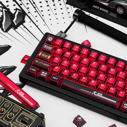 Manga Red Black Cherry Keycap Kit PBT 129 Key Mx Switch HI75 HI8 68 F99 104 64 Wooting Mechanical Keyboard