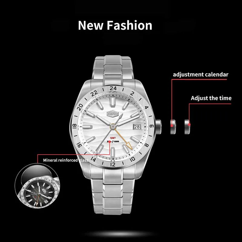 HEROFORCE Men's Well-known Brand Watch; Men's Fashion Waterproof Luminous Stainless Steel Band Casual Calendar Quartz Men Watch