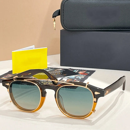 Acetate Round Classical Sunglasses for Men and Women High Quality Brand Designer UV400 Outdoor Luxury Retro Eyeglasses