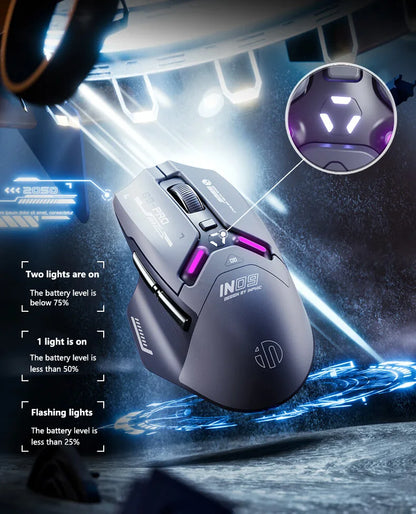 Inphic IN9PRO Wireless Gaming Mouse 26000 DPI Tri-Mode RGB Gaming Mouse, PAW3395 Sensor, Bluetooth 5.0, 2.4G & Wired, 8K Polling Rate Compatible