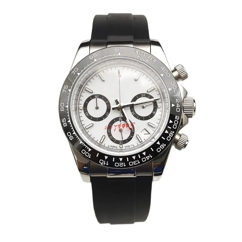 20 Color Business 39mm Quartz Watch Men's Timing Sapphire Crystal VK63 Movement Calendar Luminous Blue Dial Stainless Steel Strap