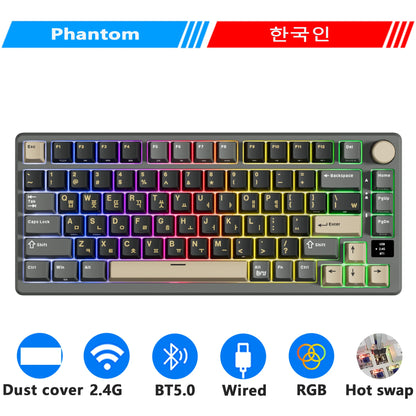 RK ROYAL KLUDGE M75 2.4G Wireless/Bluetooth/USB-C Mechanical Keyboard 81 Keys RGB Hot-Swappable Gasket Gamer Keyboard with Screen