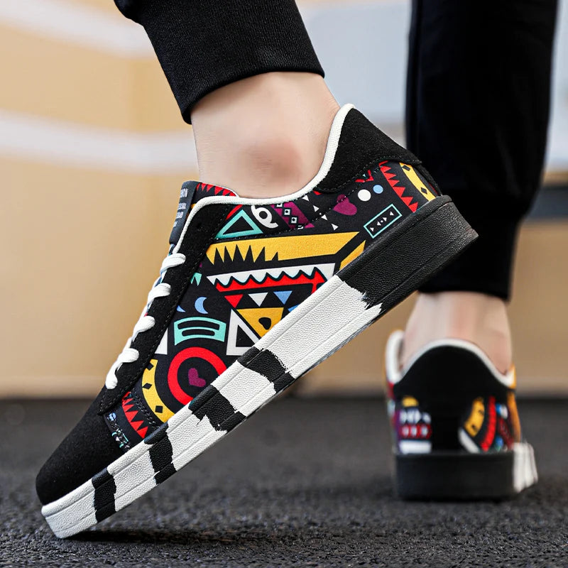 YRZL skateboard-sko til mænd, sneakers i kanvas, afslappede og åndbare gåsko, lette flade sko til mænd, trendy streetwear-sportssko