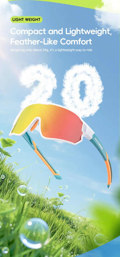 ROCKBROS Children's Cycling Glasses Polarized Photochromic Lens Children Bicycle Glasses Non-Slip Rubber Temple Arm Bike Glasses