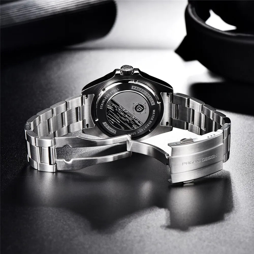 PAGANI DESIGN 2025 New Men's Automatic Mechanical Watch GMT Classic Retro Stainless Steel 200m Water Resistant Men's Wristwatch