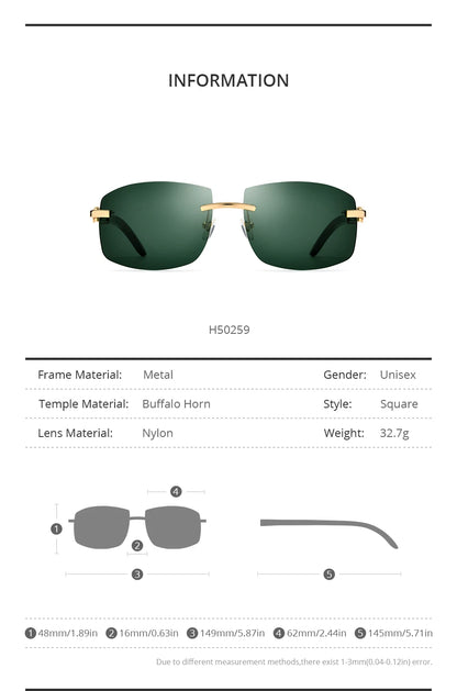 HEPIDEM Buffalo Horn Glasses Men Famous Brand Design Rimless Sunglasses Women Luxury Eyewear Horn-Rim Frameless Buffs Eyeglasses