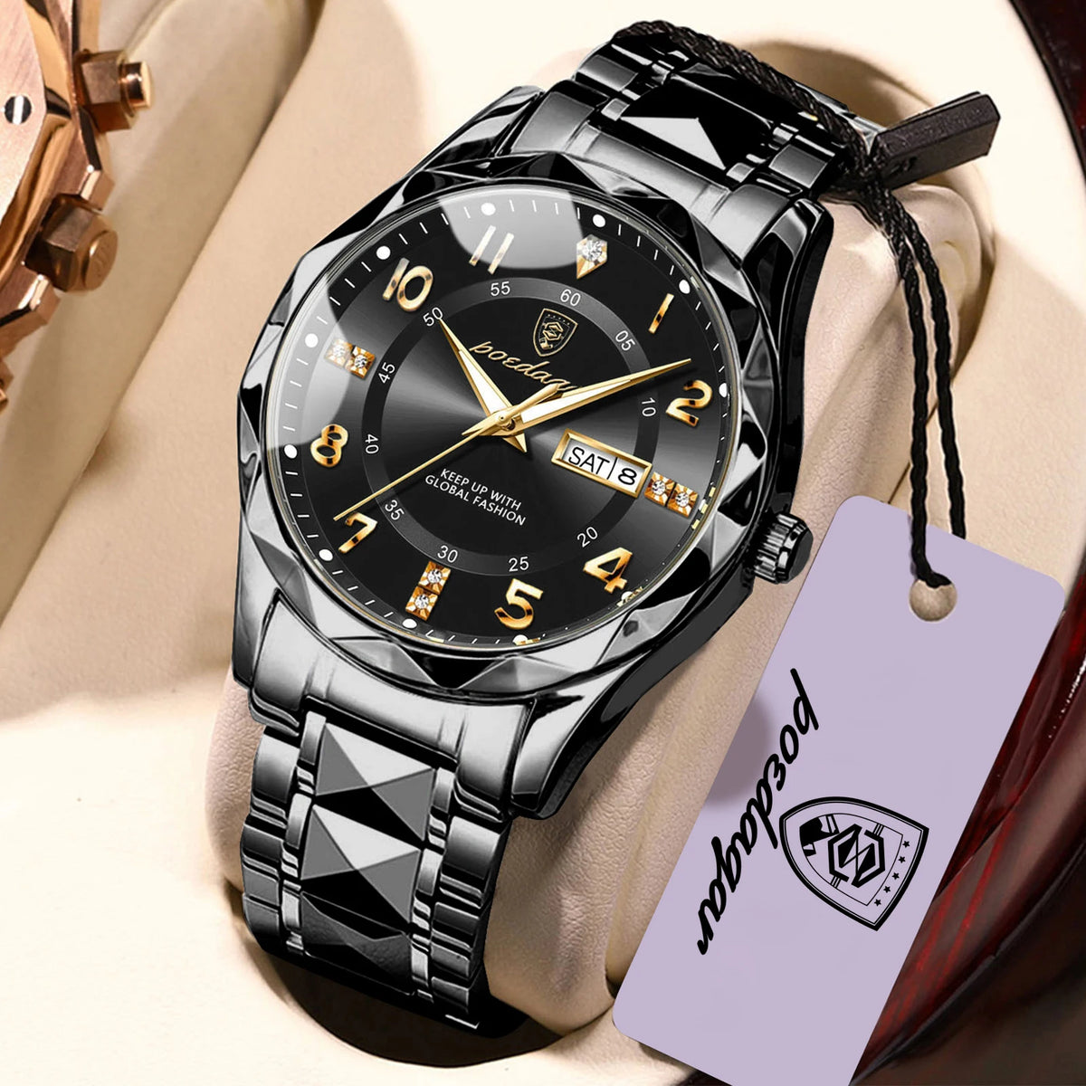 Reloj de hombre POEDAGAR Fashion Luxury, resistente al agua, luminiscente, de cuarzo, con correa de acero inoxidable, fecha y día de la semana, estilo informal.