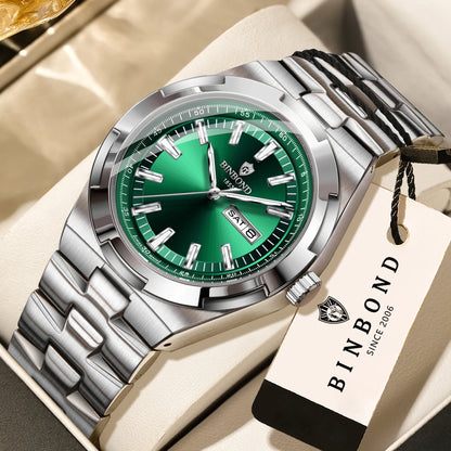 Orologi al quarzo BINBOND in acciaio inossidabile da uomo – Orologio di lusso, impermeabile e luminescente – Modello originale da uomo