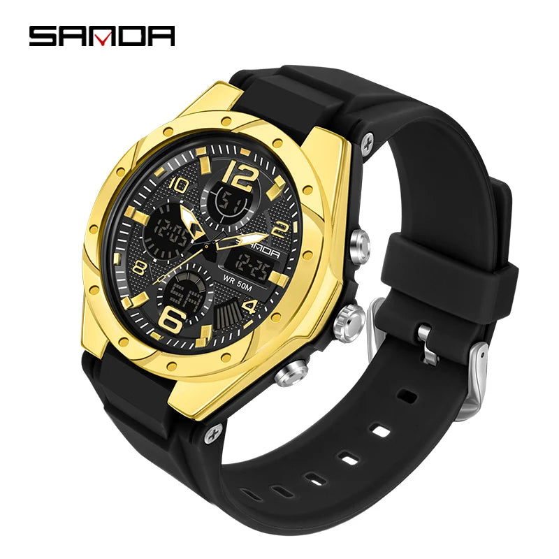 SANDA Top Brand New Lady Luxury Ms LED Digital Sport Watch Leisure Fashion Quartz Watch Women Girl Military 50M Waterproof Watch