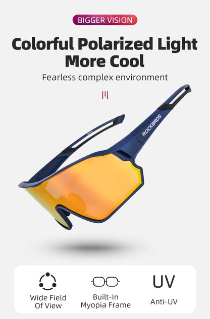 ROCKBROS Polarized Bike Glasses UV400 Sun Protection Cycling Sunglasses Ultralight Large Frame MTB Road Bicycle Eyewear Glasses