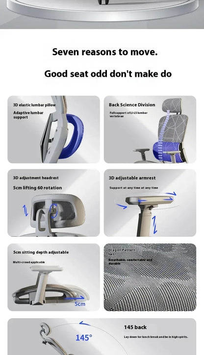 Ergonomic Gaming Chair Office Desk Chair with 3D Headrest, Adjustable Armrests, Lumbar Support, Reclining Computer Chair with Footrest
