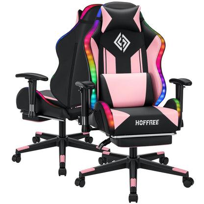 250Lbs Load LED Gaming Chair for Children 8-15Years, Adjustable Gamer Chair with LED Lighting, Footrest & Lumbar Support