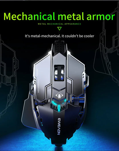 Mechanical Metal Gaming Mouse Wired Ergonomic RGB Backlit Game Mouse 12800 DPI Optical USB Mause Computer Mouse For Desktop PC