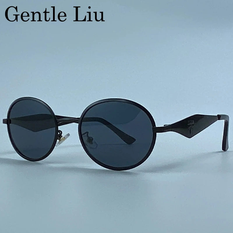 Metal Frame Round Punk Photochromic Sunglasses Women 2026 Luxury Brand Designer Steampunk Oval Sun Glasses Outdoor Eyewear Shade
