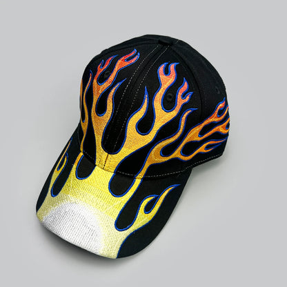 Niche Hip Hop Letter Flame Flag Baseball Hats New Unisex Sunshade Personal Versatile Color Block Fashion Retro ins Peaked Caps
