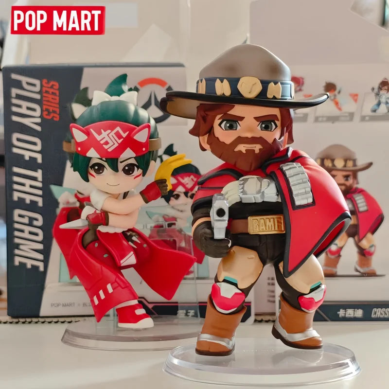 Aito POP MART Overwatch Play Of The Game -sarjan blind box PVC-keräilyfiguuri, työpöytäkoriste, tyttöjen lelumalli faneille