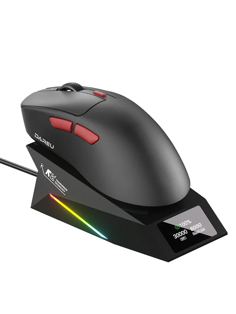 DAREU Kabellose Gaming-Maus 8khz Abtastrate AIM-750 (3950) 30000 DPI Tri-Mode-Gamer-Maus 60g mit Ladestation