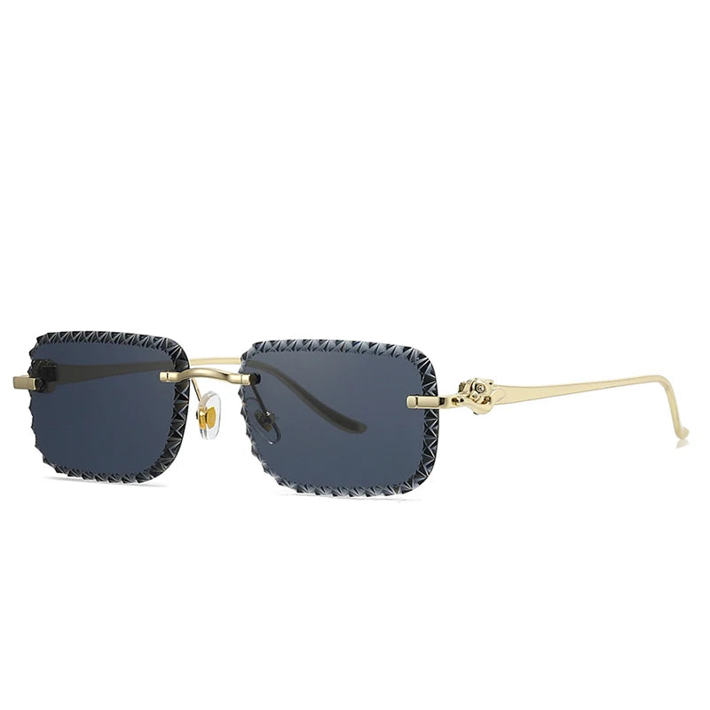 New Fashion Brand Luxury Designer 2026 Sunglasses Women Men Leopard Diamond Cut Rimless Shades Glasses Elegant Trendy Sunglasses