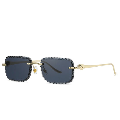 New Fashion Brand Luxury Designer 2026 Sunglasses Women Men Leopard Diamond Cut Rimless Shades Glasses Elegant Trendy Sunglasses