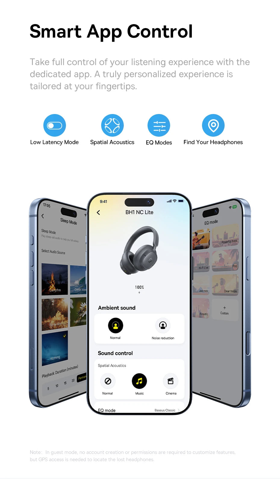 Baseus Bass EH10 NC Noise Cancelling Wireless Headphones Bluetooth 6.0 Over Ear Headset with 45dB ANC, 80H Battery, Hi-Res Audio & AI Calls