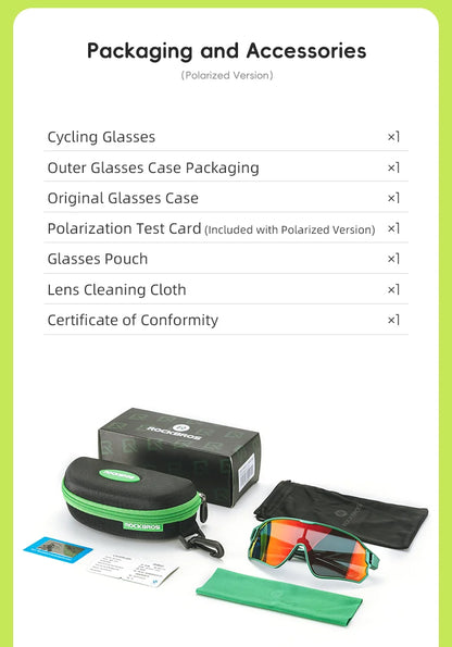 ROCKBROS Children's Cycling Glasses Polarized Photochromic Lens Children Bicycle Glasses Non-Slip Rubber Temple Arm Bike Glasses