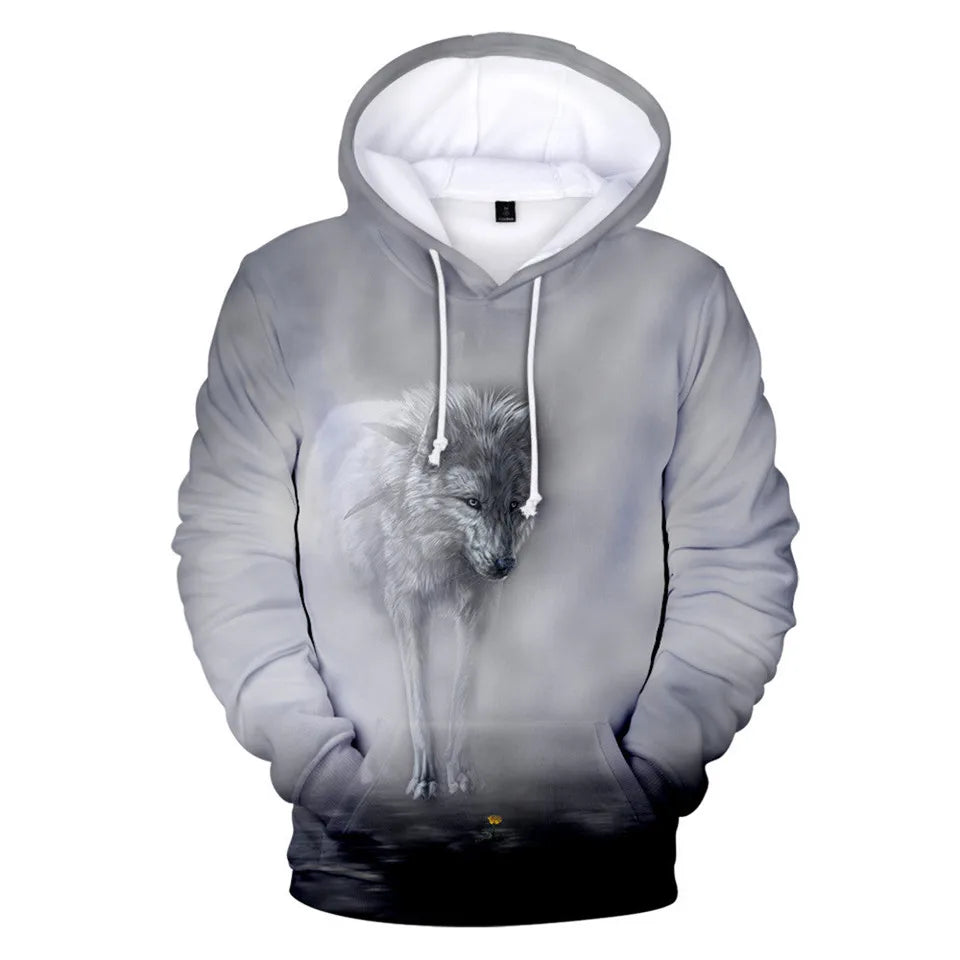 Cool Space Galaxy Wolf Hoodie Hoodies Men Bright Wolf Fashion Handsome Wolf Hoddies Spring Autumn Pullovers Sweatshirts Sweat