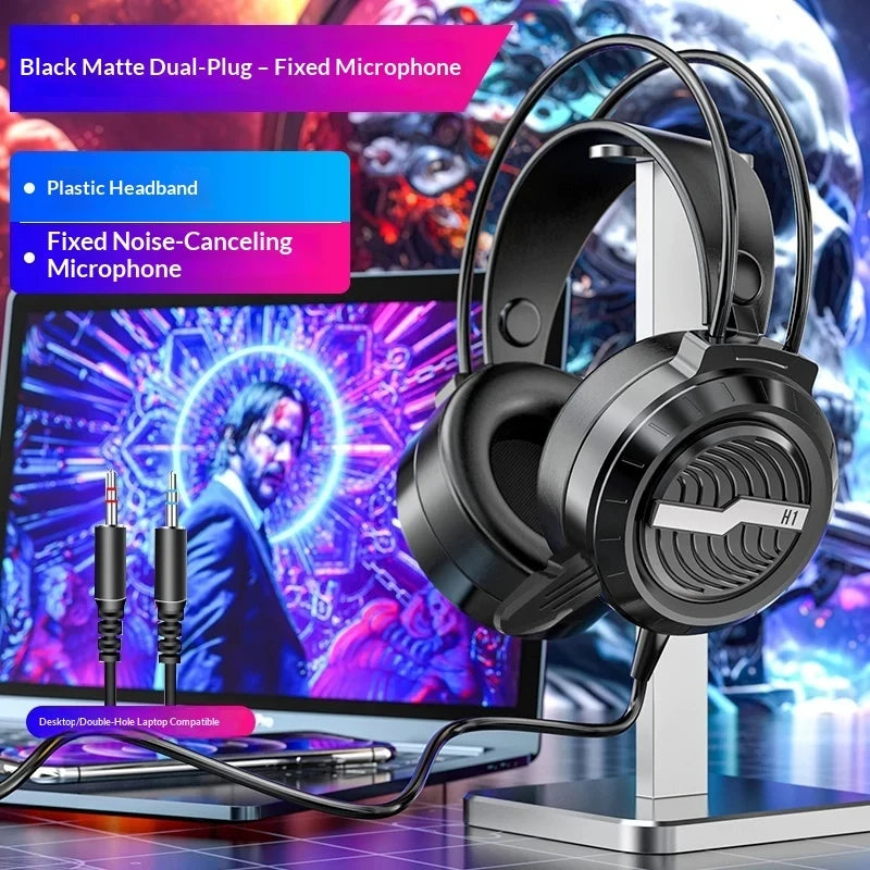 Casque de jeu filaire Paw Hunter T9 avec microphone et éclairage RGB, son surround virtuel 7.1, casque supra-auriculaire pour PC, ordinateur portable et jeux.