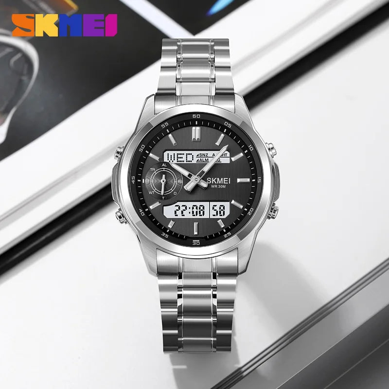 SKMEI 2284 Business Men's Electronic Multifunctional Dual Display Sports Waterproof Luminous Luxury Watch Digital Watch Reloj