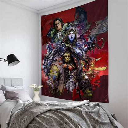 Priljubljena igra World of Warcraft, velika stenska tapiserija s potiskom, poceni hipijevska stenska dekoracija, boemske stenske tapiserije, mandala, dekoracija za dom