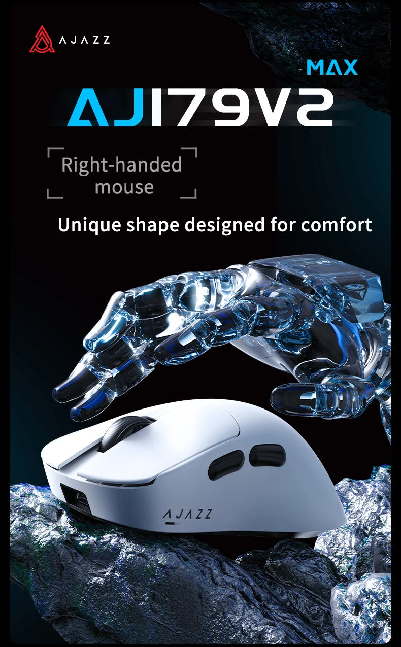 AJAZZ AJ179 V2 MAX Tri-mode right-handed mouse 56g lightweight PAW3311 sensor Huanuo Micro Switch TelinkMicrochip