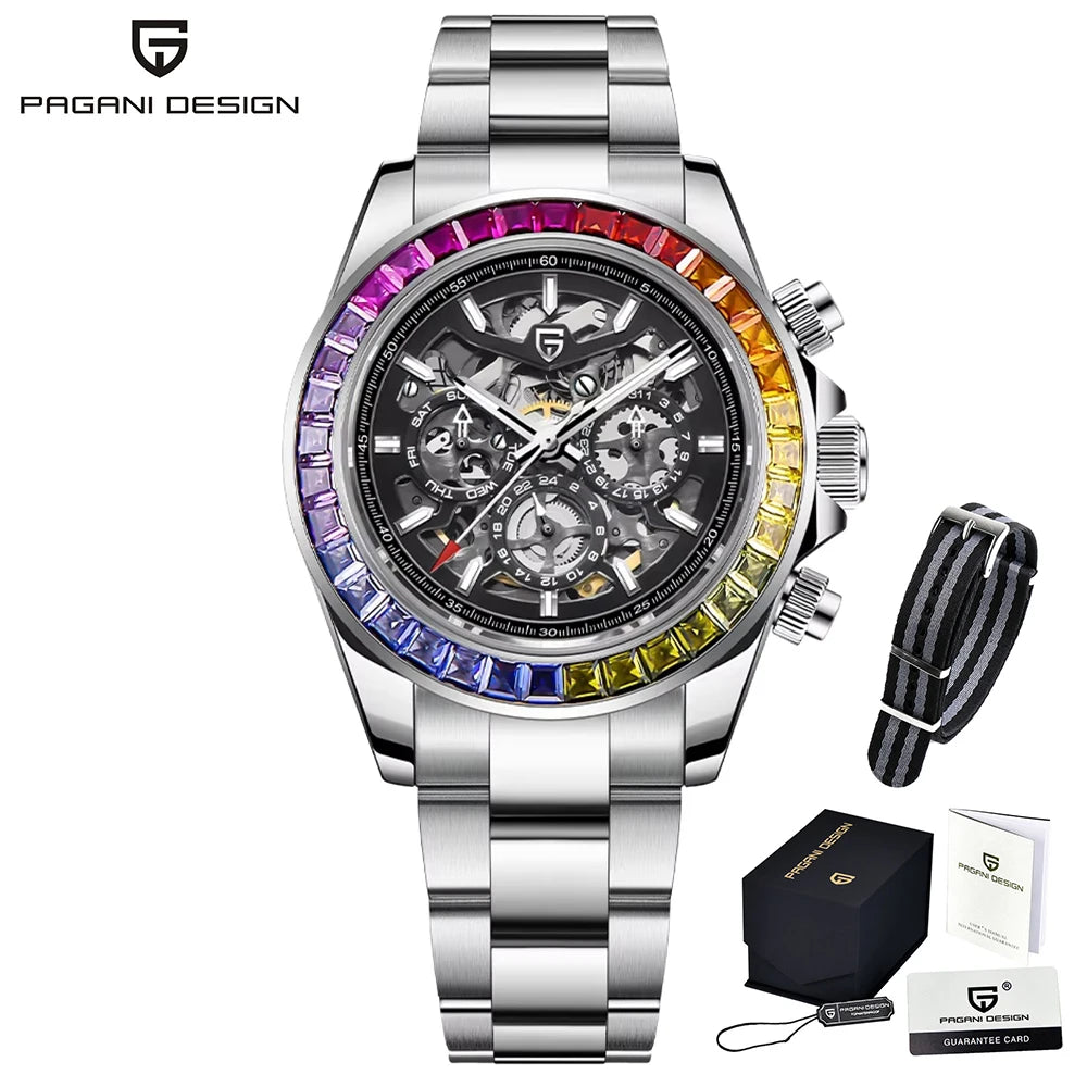 PAGANI DESIGN Men‘s Automatic Mechanical Watch Stainless Steel Waterproof Sport 10Bar Luxury Casual Watch for Men Reloj Hombre