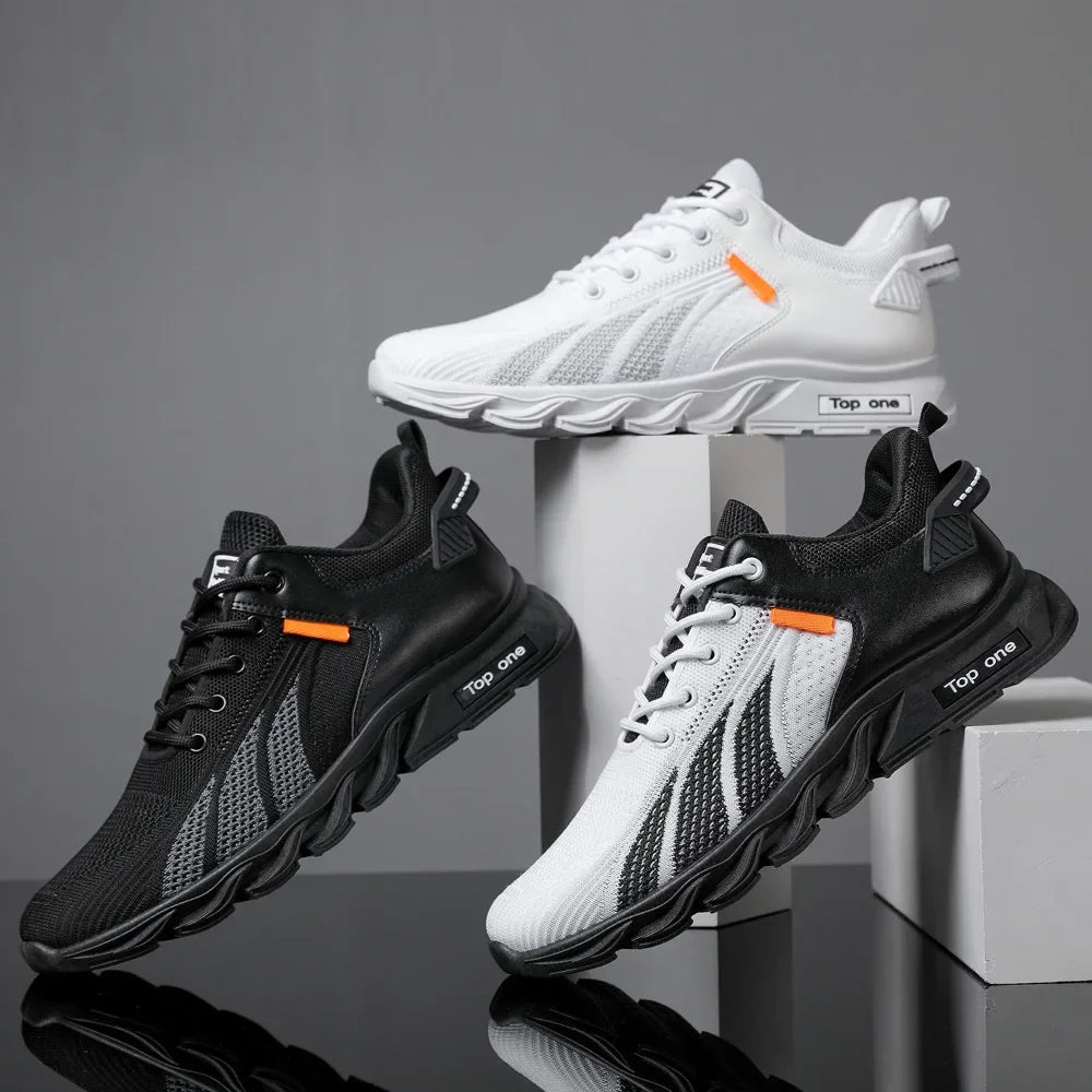 Modne muške tenisice, mrežaste ležerne cipele, muške cipele na vezanje, lagane vulkanizirane cipele, tenisice za hodanje, Zapatillas Hombre