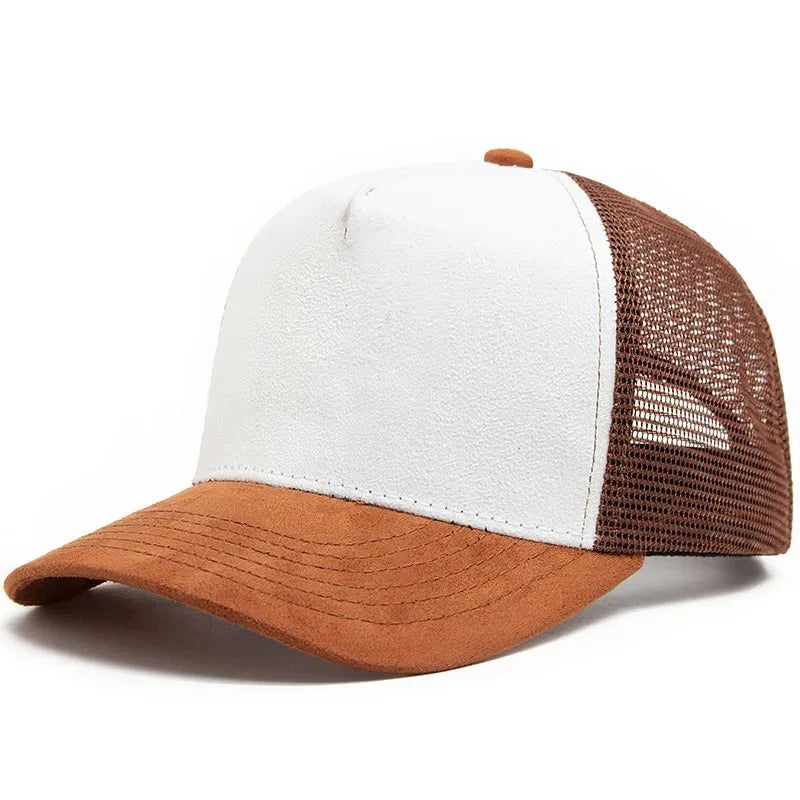 2025 Unisex 5 panel Mesh Suede Trucker Hat Custom Print Logo Men Baseball Cap Spring Summer Breathable Sports Hats Women gorros