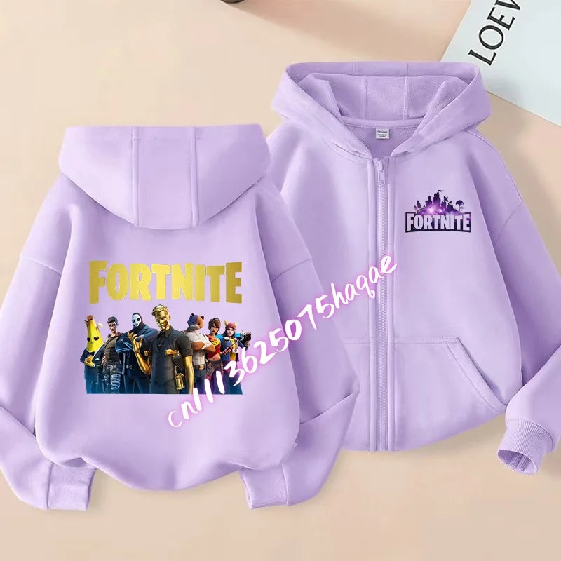 Fortnites Kinder-Kapuzenjacken mit Reißverschluss Anime Fortress Night Sweatshirts Game Frühling Herbst Hoodies Sportbekleidung Kinderkleidung Geschenk