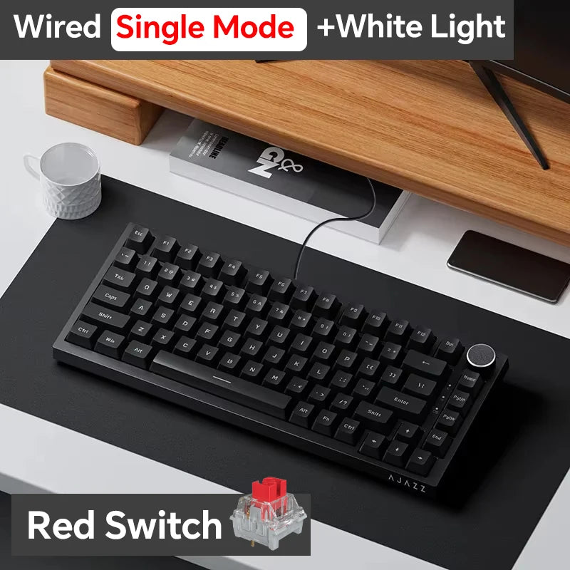 Ajazz AK820 /AK820PRO Gaming Mechanical Keyboard 82 Keys Wired Bluetooth 2.4GHz Wireless Gamer Keyboard Custom Gasket for Laptop