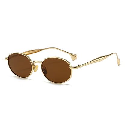 Metal Oval Lens Sunglasses UV Protection Retro Small Frame Sun Glasses Classic Brand Designer Eyepiece for Women Men