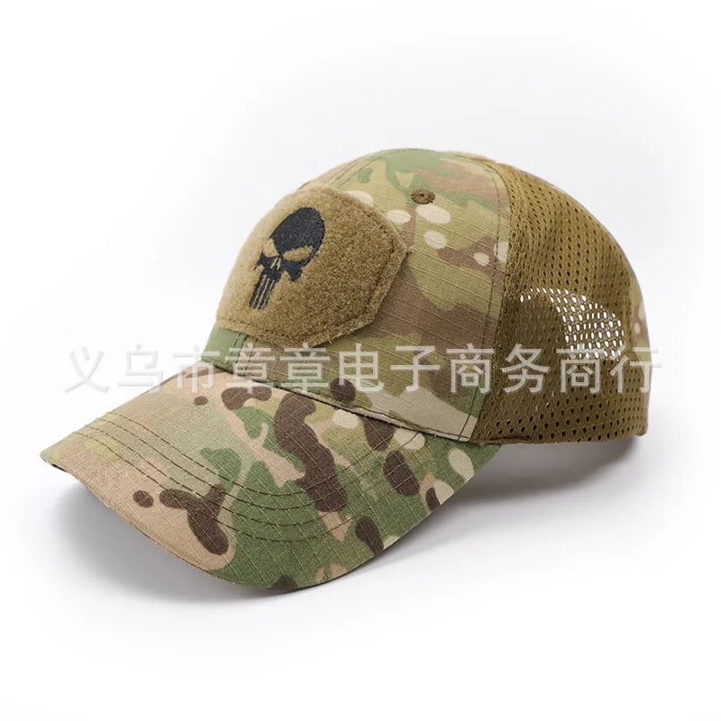 New Camo Baseball Cap for Men, Tactical Military Style with Velcro Patch, Outdoor Hiking Sun Hat & Peak Cap