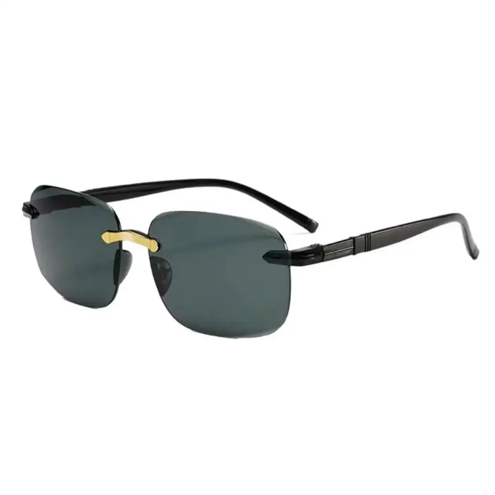 Vintage Sunglasses Rimless Cut Edge Sunglasses Fashion Designer Shades Luxury Brown Green Sunglasses UV400  for Men Women
