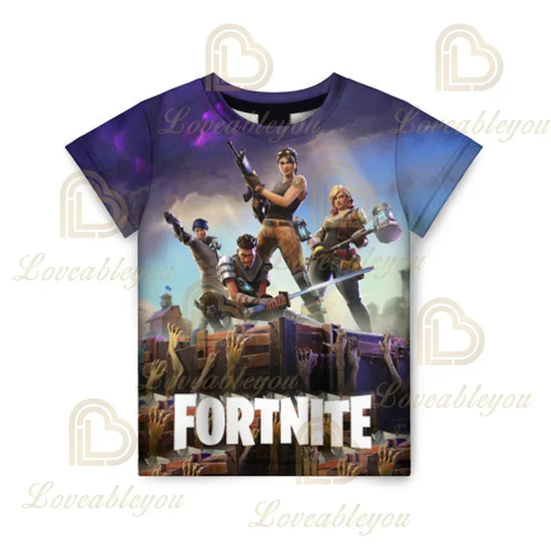 Fortnites 3D Printed Short Sleeve T-Shirt Game Cartoon Print Battle Royale Adult Kid Clothes Kids T-shirt Harajuku Tshirt