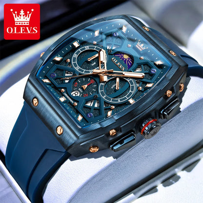 OLEVS 2942 Mens Watch Quartz Watch Multifunctional Chronograph Watches For Men 30M Waterproof Luminous Moon Phase Box Original