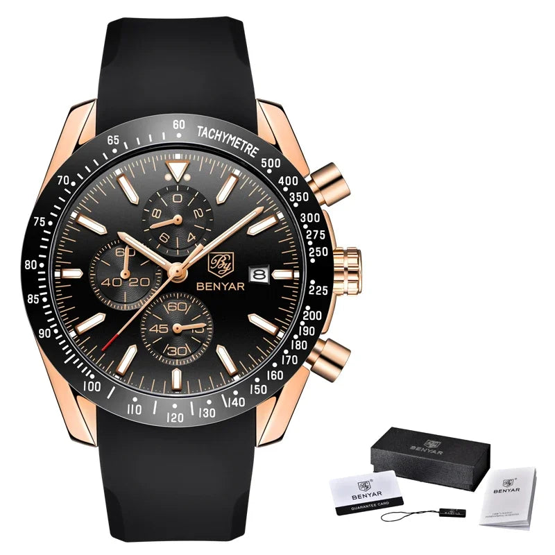Men Watch BENYAR Top Brand Luxury Full Steel Business Quartz Watch Men Casual Waterproof Sports Watches Clock Relogio Masculino