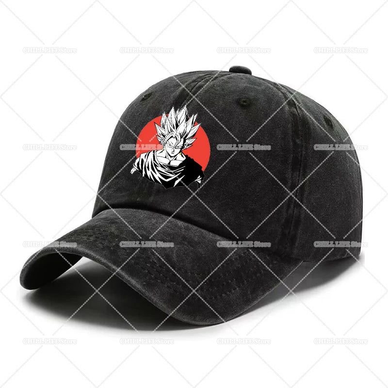 Anime Dragons Ball Men Washed Baseball Cap Son Goku Adults Retro Peaked Cap Outdoor Sport Hip-hop Dad Hat Unisex Mesh Sunhat
