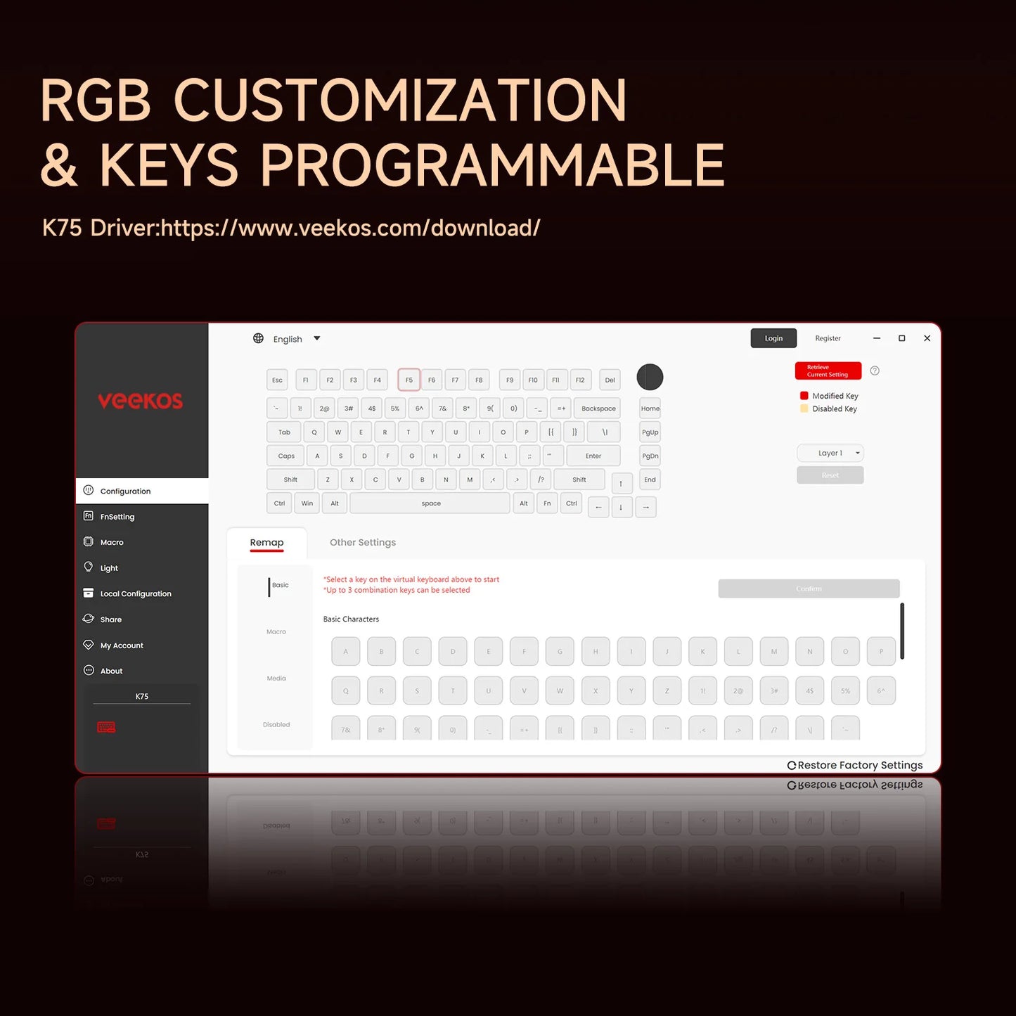 AKKO 5075 X Veekos K75 Gaming Mechanical Keyboard 75% RGB 3/5-Pin Hot Swap Wired Customized Keyboard with Knob Gasket