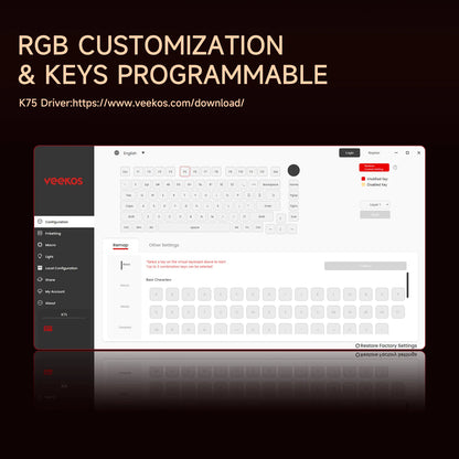 AKKO 5075 X Veekos K75 Gaming Mechanical Keyboard 75% RGB 3/5-Pin Hot Swap Wired Customized Keyboard with Knob Gasket