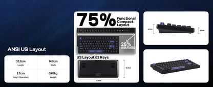 EPOMAKER HE80 75% Layout QWERTY US Tastiera meccanica magnetica cablata Hot-Swap Creamy Gasket con effetto Hall, DKS SOCD per PC/Mac