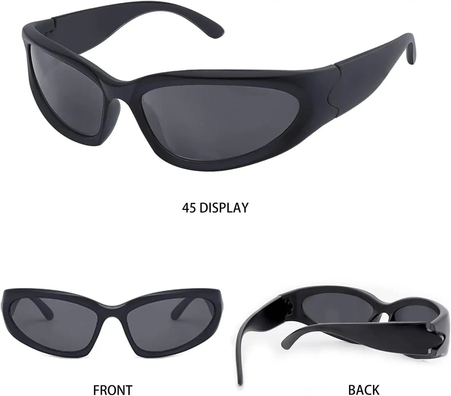 Y2K Wrap Around Sunglasses Fashion Rave Metallic Chrome Space Alien Glasses Futuristic Shades Sports for Women Men