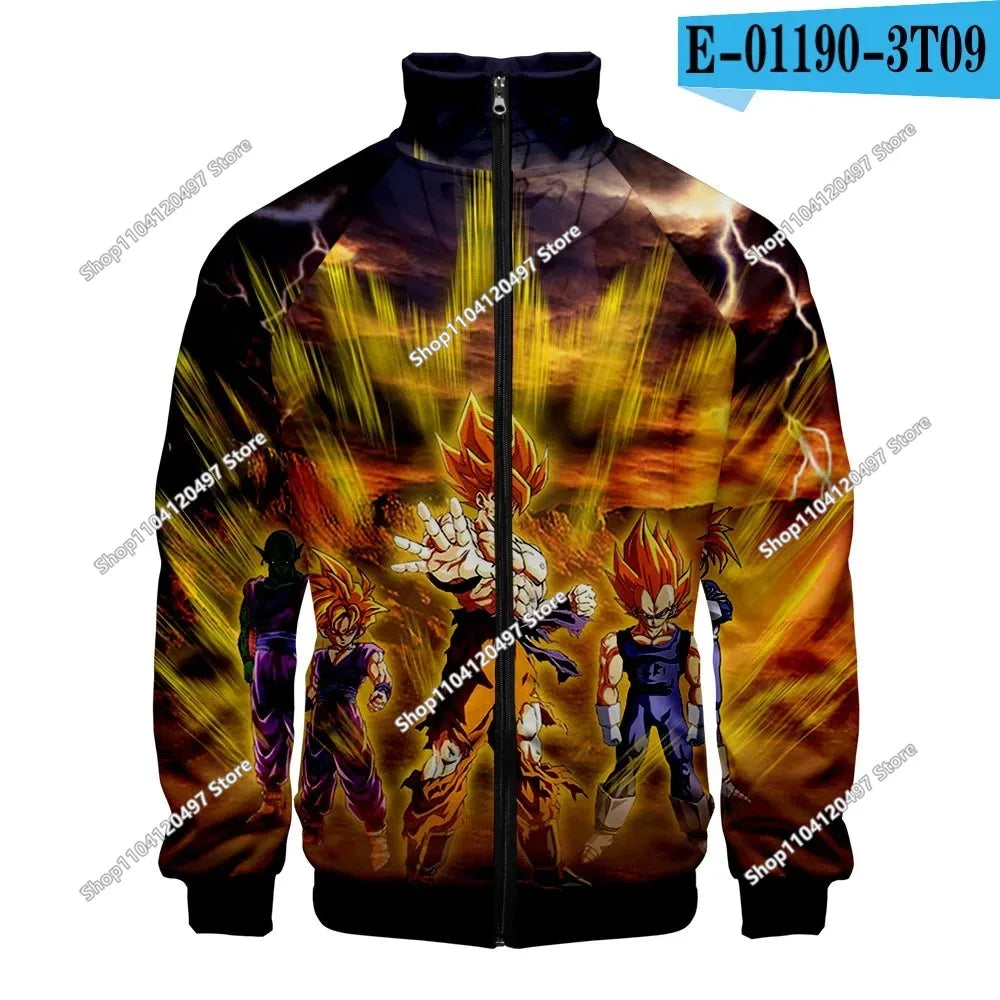 Anime Goku Dragon Ball Jacket Men Women Harajuku Hip Hop Japanese Zip Up Hoodies Goku Clothes Stand Collar Sweatshirt