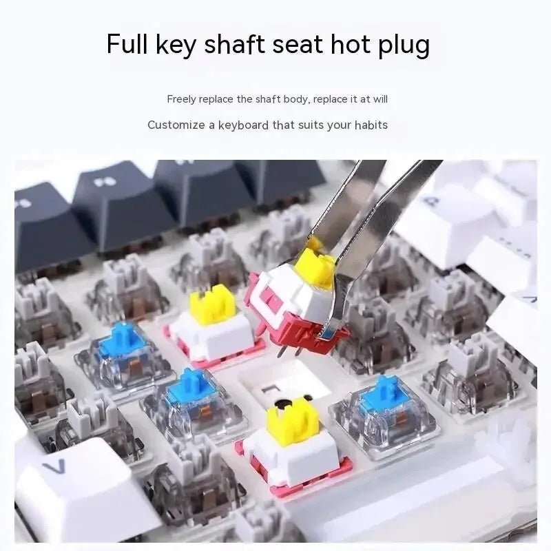 Teclado mecánico AULA F87 Pro 2.4g/USB/Bluetooth inalámbrico trimodo de 87 teclas, RGB, PBT, gasket, 5 capas de amortiguación, teclas completas sin impacto
